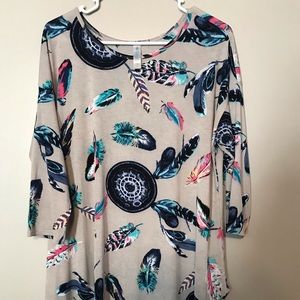 Paisley Grace Feather Tunic Top Size XL